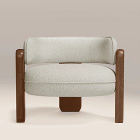 Porter Armchair | Speckled Stone Sustainable Boucle & Walnut