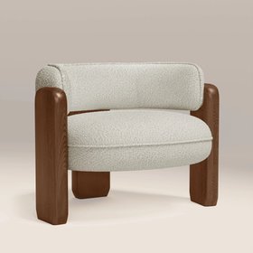 Porter Armchair | Speckled Stone Sustainable Boucle & Walnut