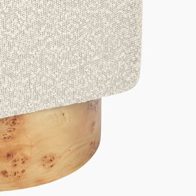 Bidbury Pouffe | Speckled Stone Sustainable Boucle & Burl Wood