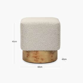 Bidbury Pouffe | Speckled Stone Sustainable Boucle & Burl Wood