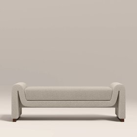 Bennett Bench | Speckled Stone Sustainable Boucle & Walnut
