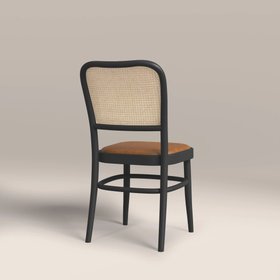 Bourne Wooden Dining Chair | Vintage Tan Faux Leather & Black