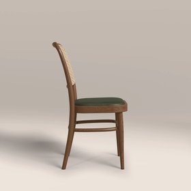 Bourne Wooden Dining Chair | Vintage Green Faux Leather & Walnut
