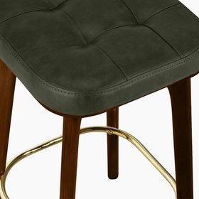 Winchester Kitchen Stool | Vintage Green Faux Leather & Walnut