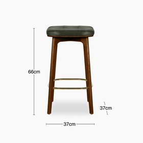 Winchester Kitchen Stool | Vintage Green Faux Leather & Walnut