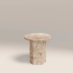Naxos Round Side Table | Latte Marble