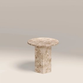Naxos Round Side Table | Latte Marble