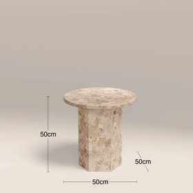 Naxos Round Side Table | Latte Marble
