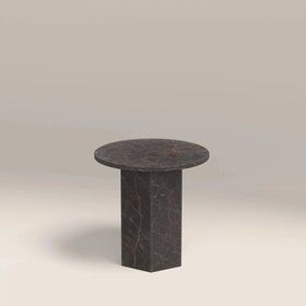 Naxos Round Side Table | Storm Grey Marble