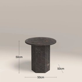 Naxos Round Side Table | Storm Grey Marble