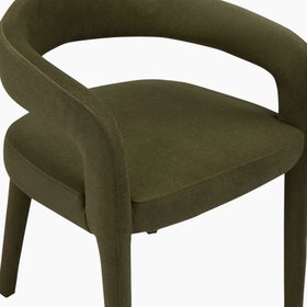 Ophelia Carver Dining Chair | Moss Green Sustainable Mohair Velvet