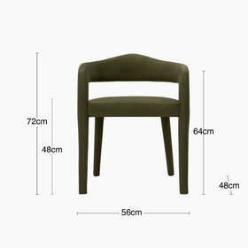 Ophelia Carver Dining Chair | Moss Green Sustainable Mohair Velvet
