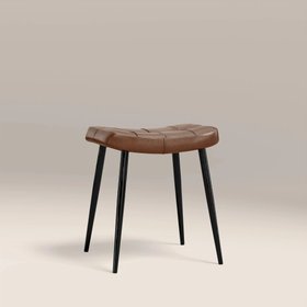 Utah Low Stool | Tan Faux Leather & Black