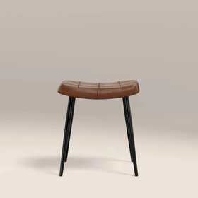 Utah Low Stool | Tan Faux Leather & Black
