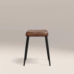 Utah Low Stool | Tan Faux Leather & Black
