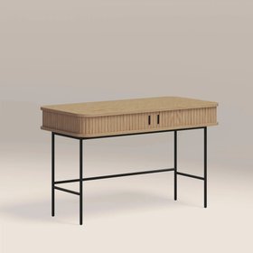 Mika Wooden 2 Drawer Desk | Oak & Black