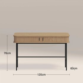 Mika Wooden 2 Drawer Desk | Oak & Black