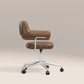 Mindy Office Chair | Vintage Tan Faux Leather & Chrome