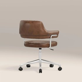 Mindy Office Chair | Vintage Tan Faux Leather & Chrome