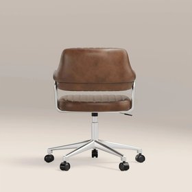 Mindy Office Chair | Vintage Tan Faux Leather & Chrome