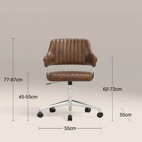 Mindy Office Chair | Vintage Tan Faux Leather & Chrome