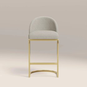 Matteo Kitchen Stool with Backrest | Speckled Stone Sustainable Boucle