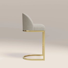 Matteo Kitchen Stool with Backrest | Speckled Stone Sustainable Boucle