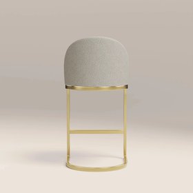 Matteo Kitchen Stool with Backrest | Speckled Stone Sustainable Boucle