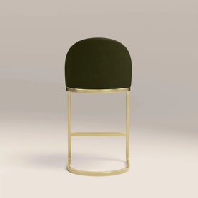 Matteo Kitchen Stool with Backrest | Olive Green Sustainable Velvet