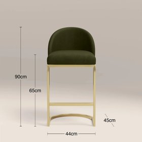 Matteo Kitchen Stool with Backrest | Olive Green Sustainable Velvet