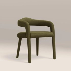 Ophelia Carver Dining Chair | Moss Green Sustainable Mohair Velvet