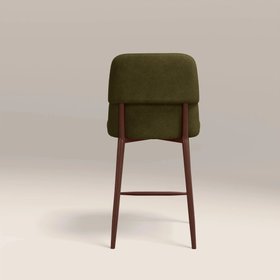 Amari Kitchen Stool | Moss Green Sustainable Mohair Velvet & Walnut