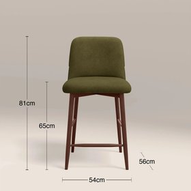 Amari Kitchen Stool | Moss Green Sustainable Mohair Velvet & Walnut