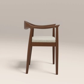 Luma Wooden Carver Dining Chair | Speckled Stone Sustainable Boucle & Walnut