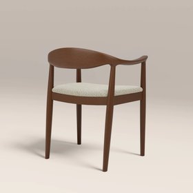 Luma Wooden Carver Dining Chair | Speckled Stone Sustainable Boucle & Walnut