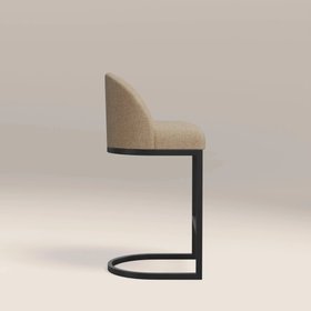 Matteo Kitchen Stool with Backrest | Latte Sustainable Fabric