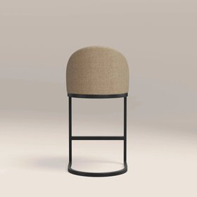 Matteo Kitchen Stool with Backrest | Latte Sustainable Fabric