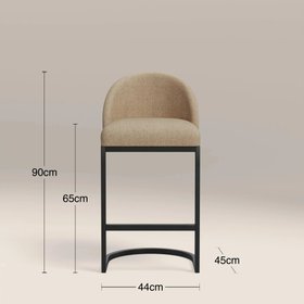 Matteo Kitchen Stool with Backrest | Latte Sustainable Fabric