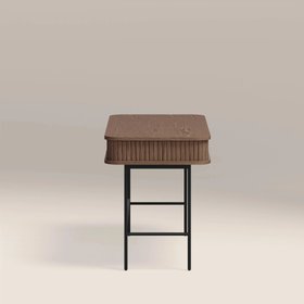 Mika Wooden 2 Drawer Desk | Walnut & Black