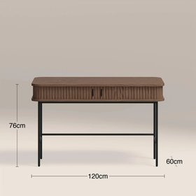 Mika Wooden 2 Drawer Desk | Walnut & Black