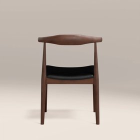 Aalborg Wooden Dining Chair | Noir Black Faux Leather & Walnut