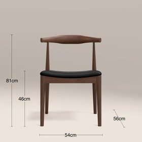 Aalborg Wooden Dining Chair | Noir Black Faux Leather & Walnut