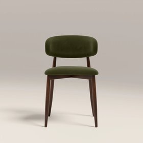 Halston Dining Chair | Olive Green Sustainable Velvet & Walnut