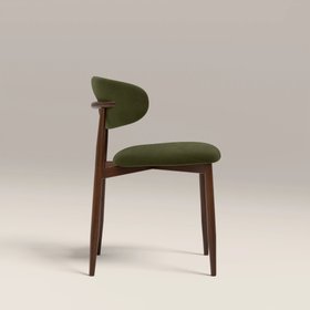 Halston Dining Chair | Olive Green Sustainable Velvet & Walnut