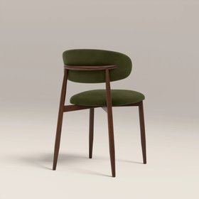 Halston Dining Chair | Olive Green Sustainable Velvet & Walnut