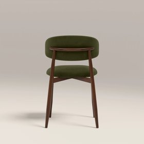 Halston Dining Chair | Olive Green Sustainable Velvet & Walnut