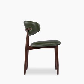 Halston Dining Chair | Vintage Green Faux Leather & Walnut