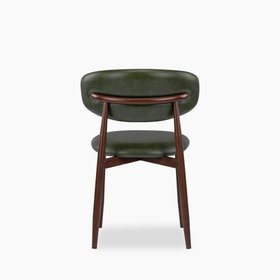 Halston Dining Chair | Vintage Green Faux Leather & Walnut
