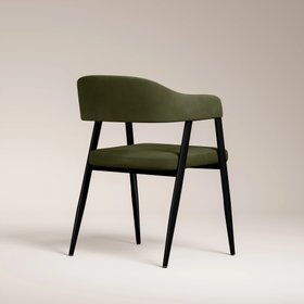 Presley Carver Dining Chair | Olive Green Sustainable Velvet & Black