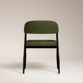 Presley Carver Dining Chair | Olive Green Sustainable Velvet & Black